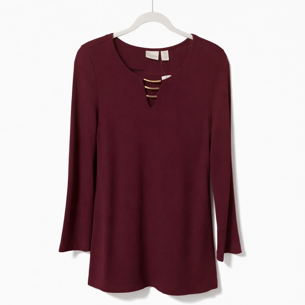 NWT Chico's Deep Burgundy Long Sleeve Top Size 00